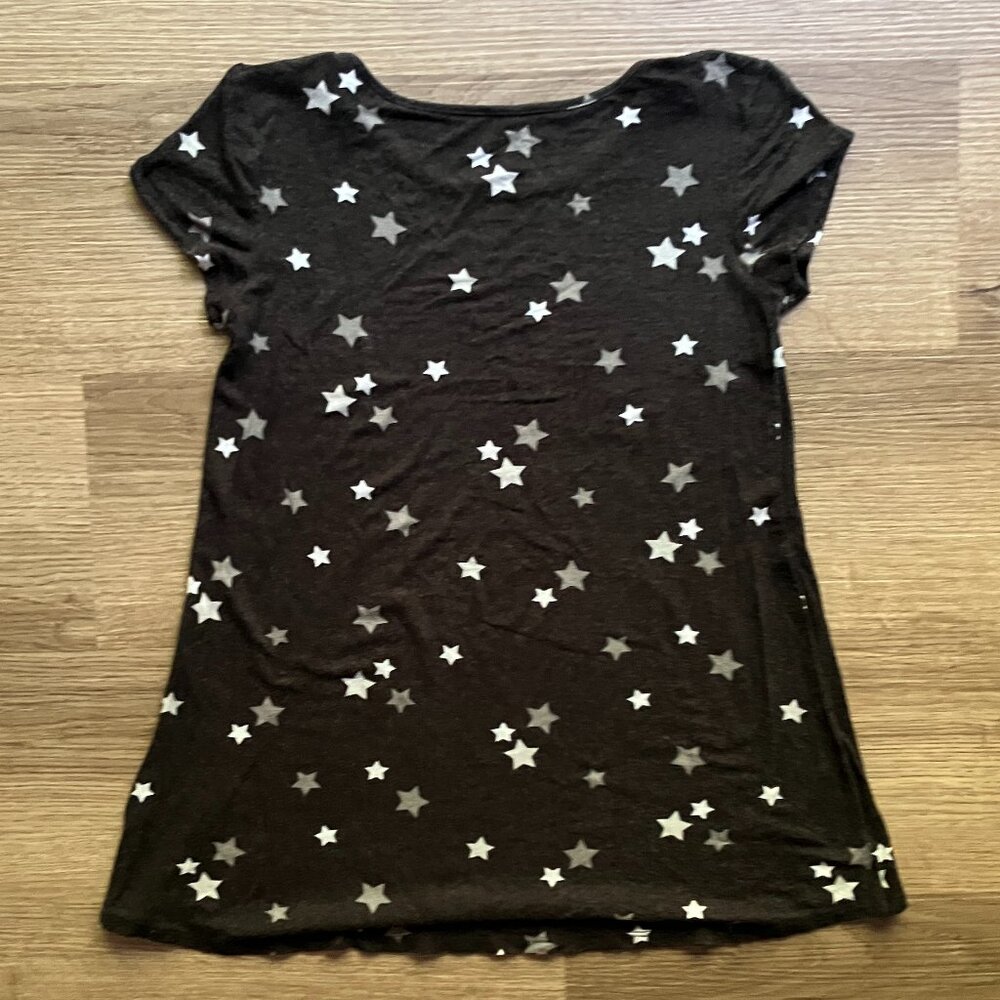 12 Vintage Justice Girls Black Star Short-Sleeve Swing Top - Picture 2 of 3